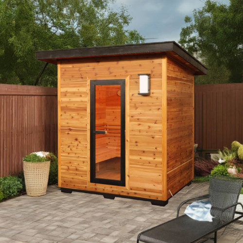 Denali 4-Person Contemporary Outdoor Sauna with Harvia Heater