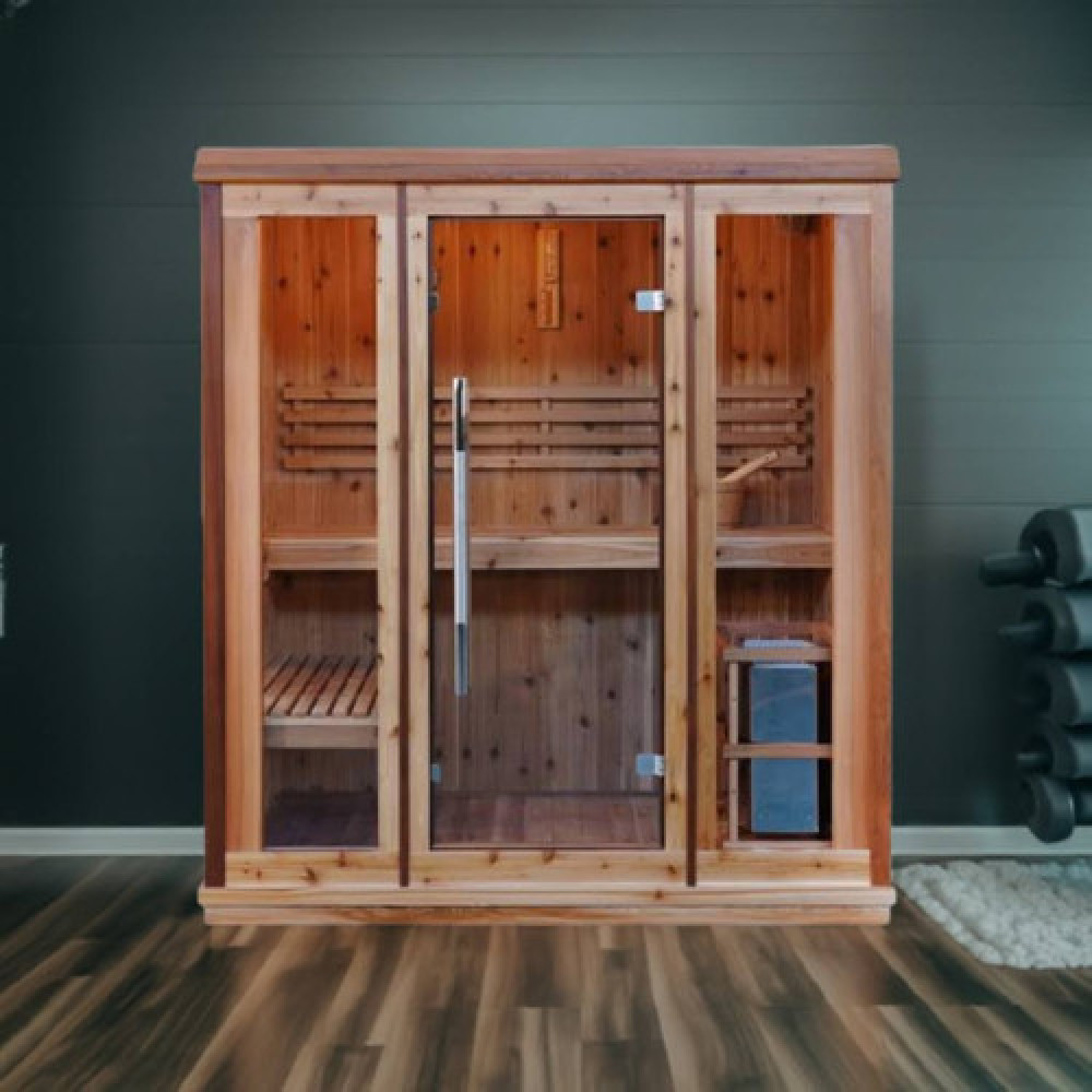 3 Person Indoor Traditional Sauna Double Bench