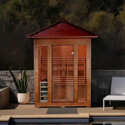 Waverly 3-Person Outdoor Traditional Sauna With Harvia Heater