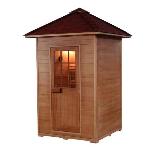 Eagle 2 Person Outdoor Traditional Wet/Dry Sauna with Harvia Heater