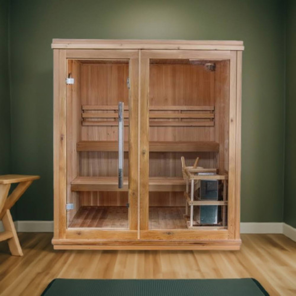 4-Person Traditional Sauna with Double Bench 